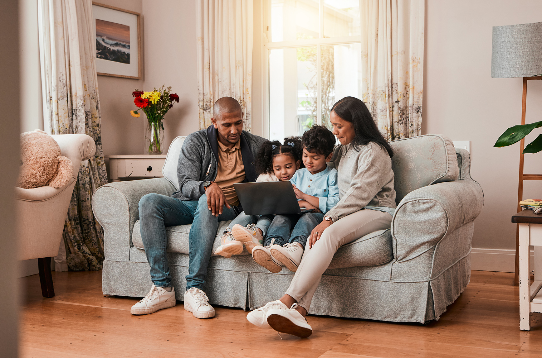 A happy family enjoying year-round comfort at home